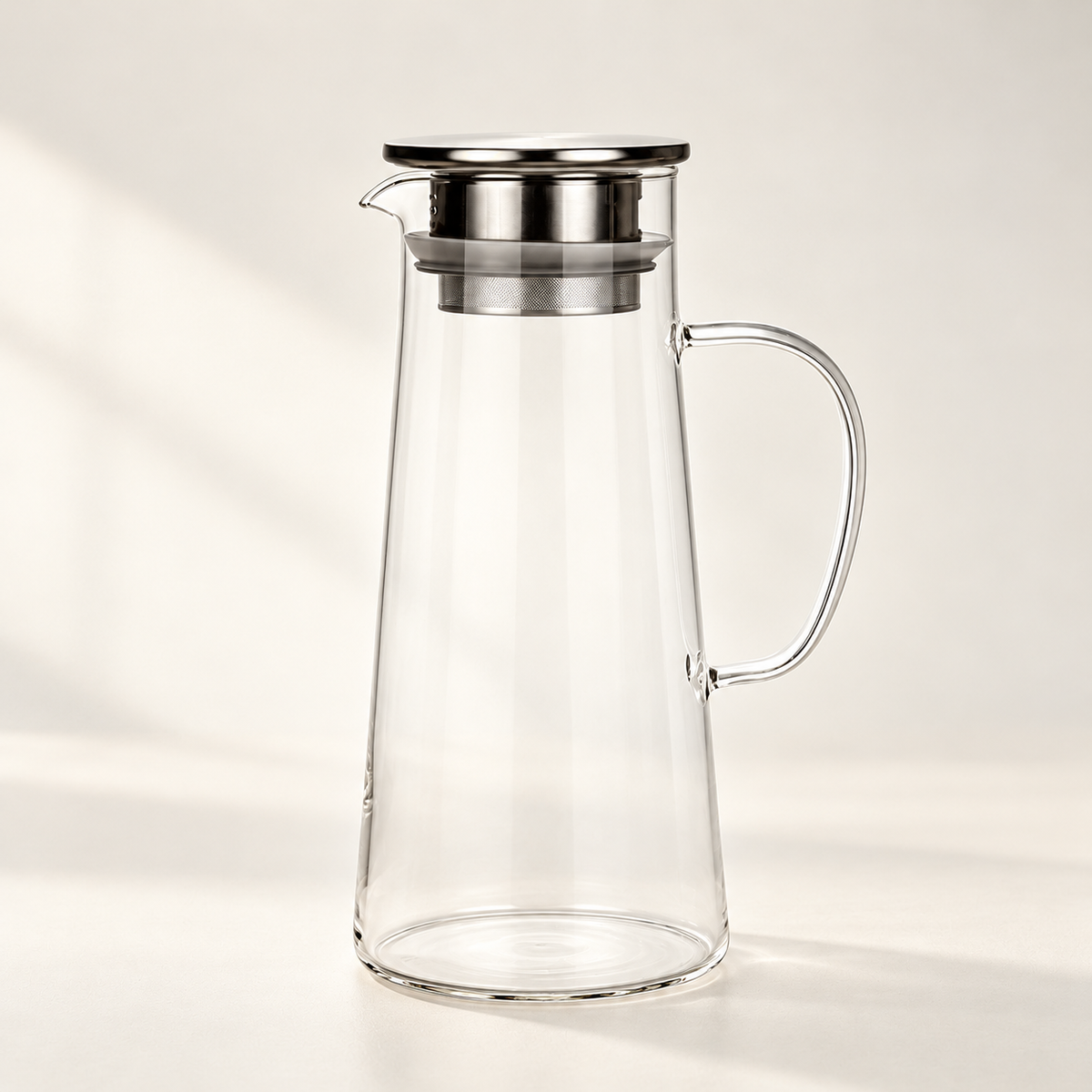 Tall Glass Pitcher with Metal Strainer Lid — image 6