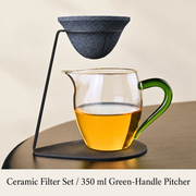 Ceramic Set + 350 ml Green-Handle Pitcher