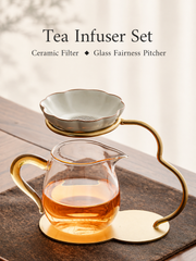 Ceramic Tea Filter Sets with Curved Stands and Glass Pourers — image 1
