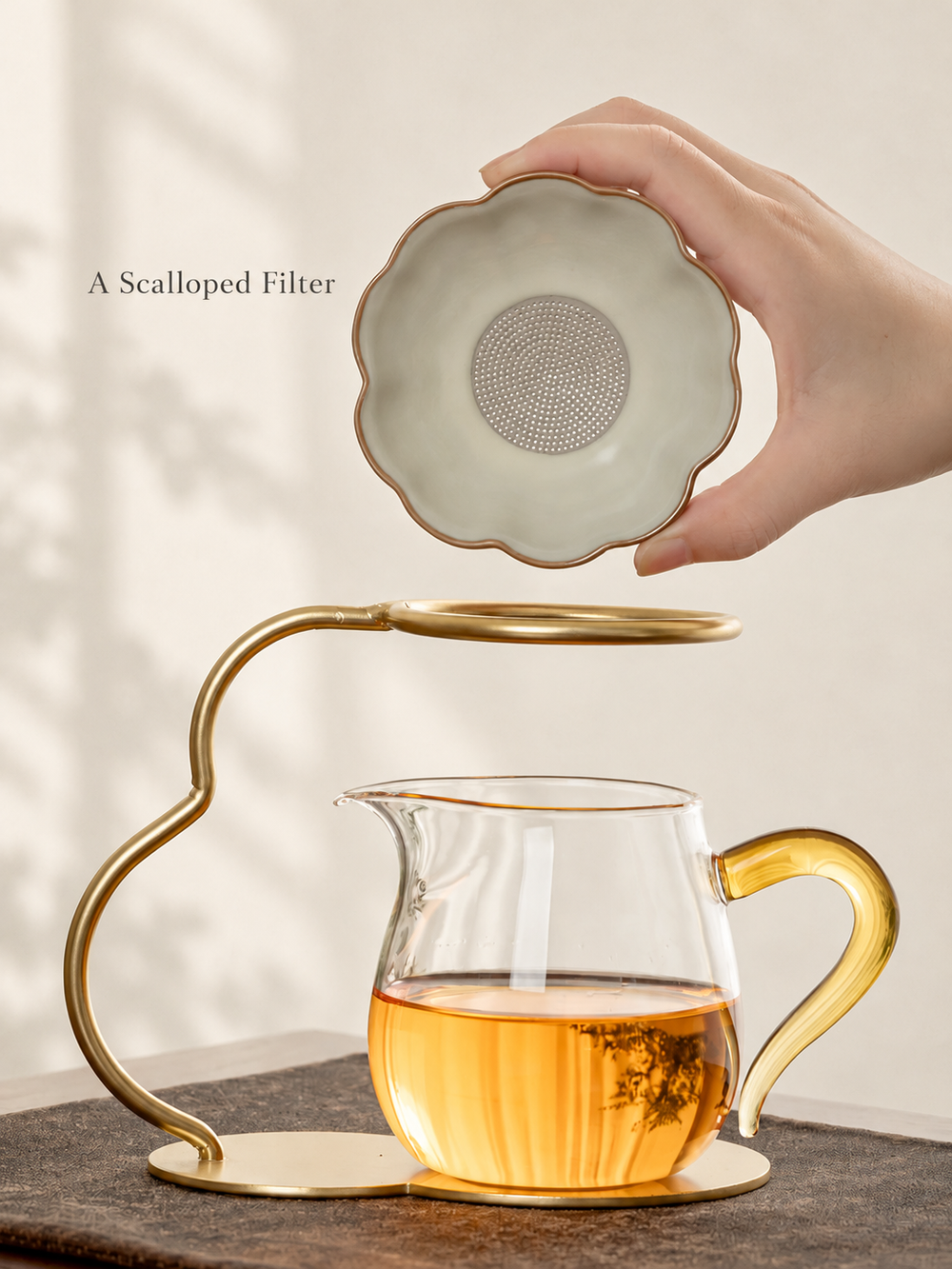 Ceramic Tea Filter Sets with Curved Stands and Glass Pourers — image 2