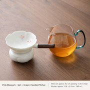 Pink Blossom · Set + Green-Handle Pitcher