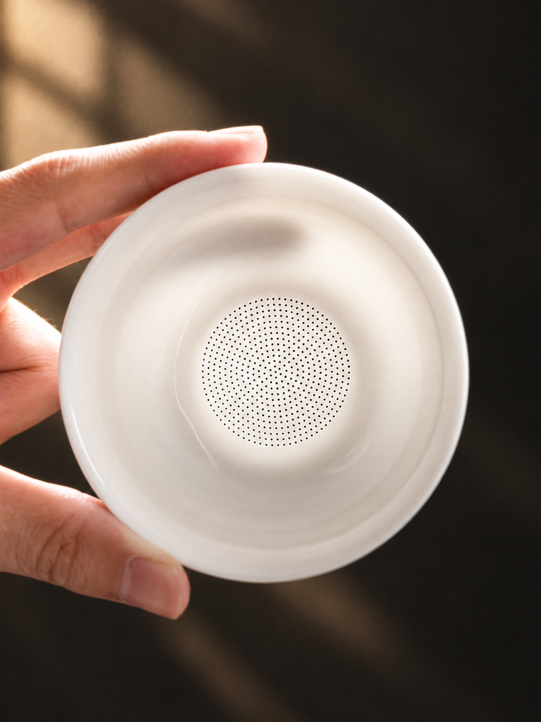 White Ceramic Tea Filters with Ingot Rests and Optional Pourers — image 1