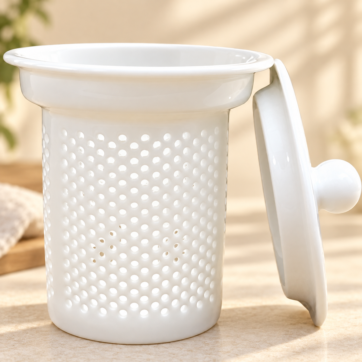 White Ceramic Tea Infuser Insert — image 5