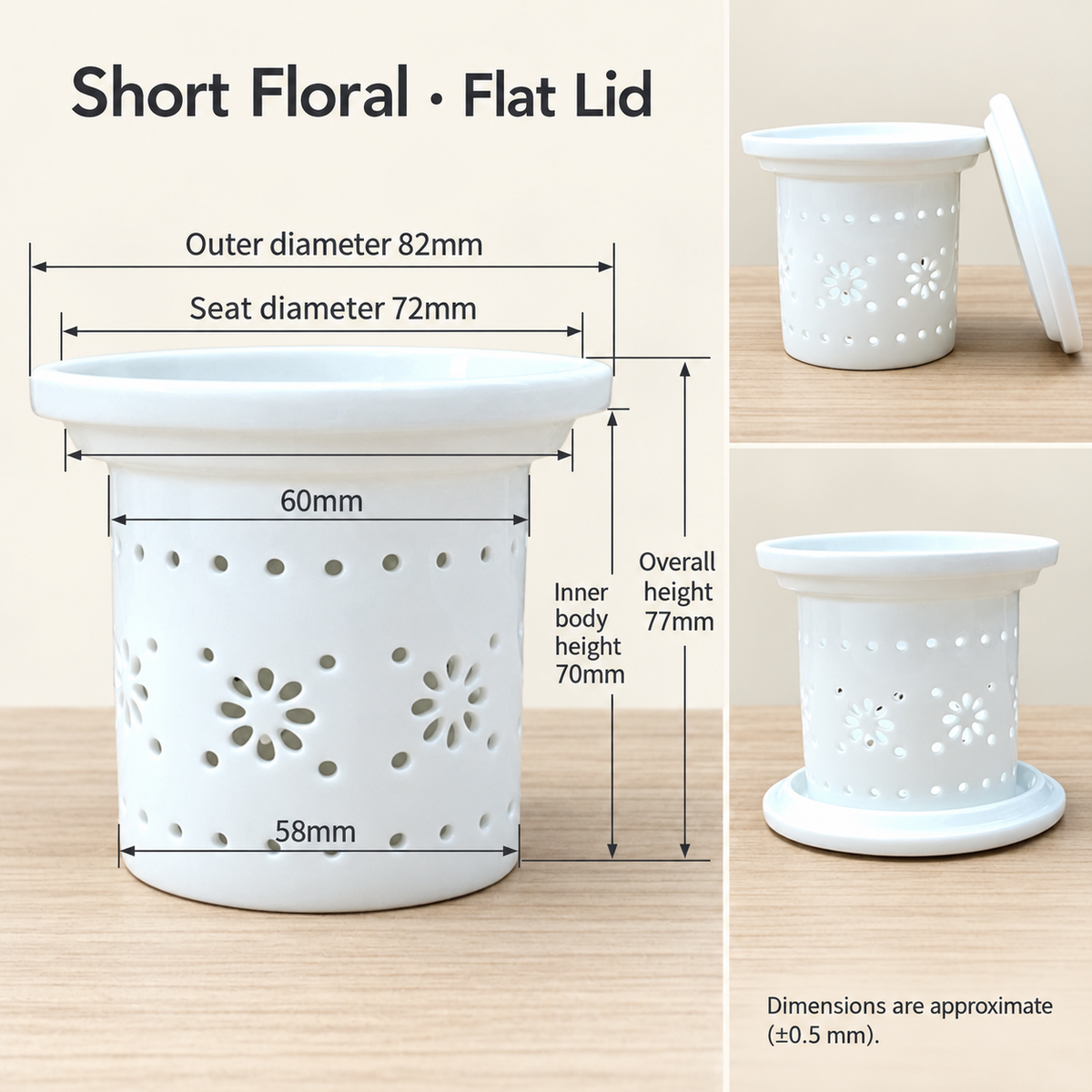 Short Floral · Flat Lid