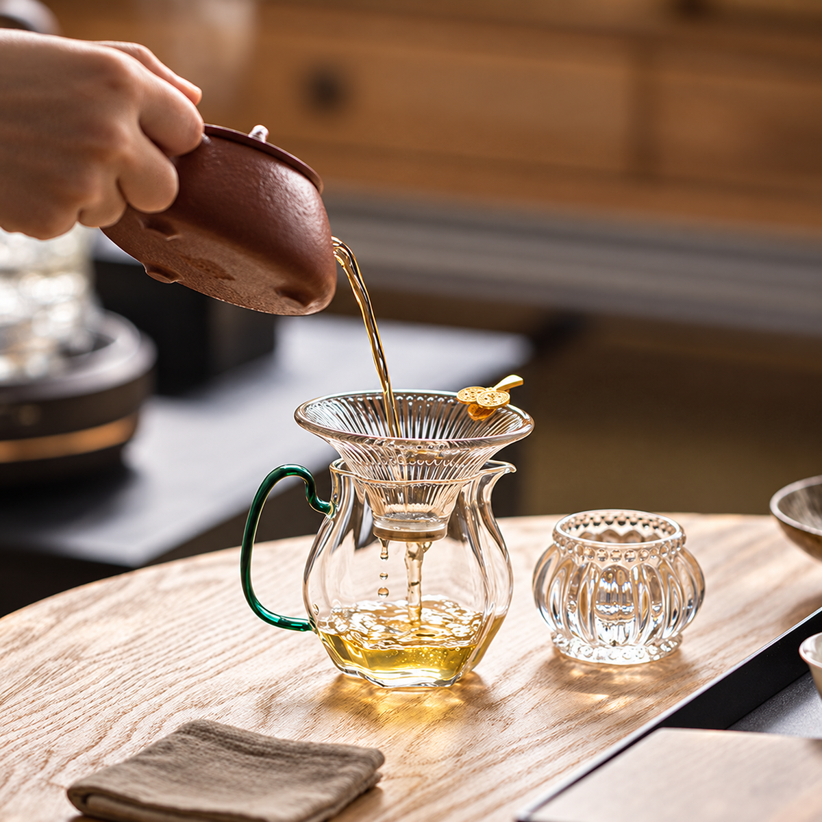 Glass Tea Filters and Rests — Ribbed, Smooth and Hammered — image 3
