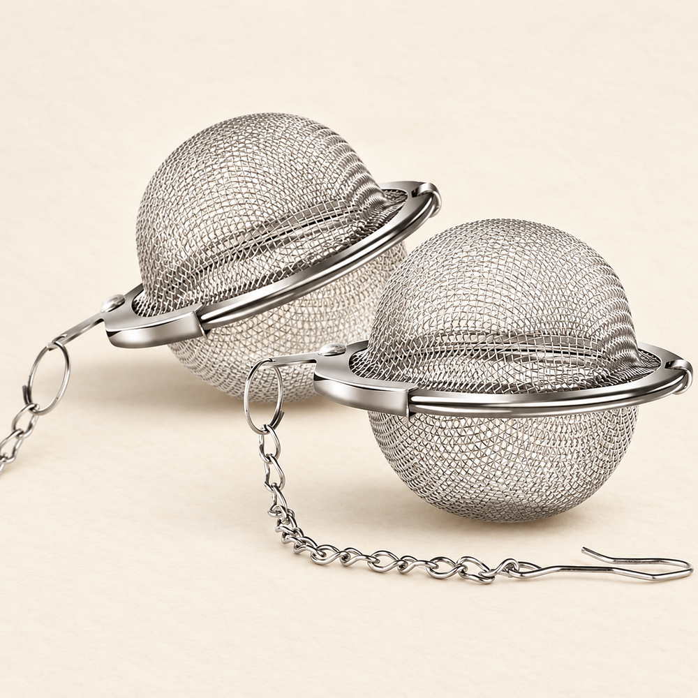 Silver Mesh Tea Ball with Chain and Hook — image 1