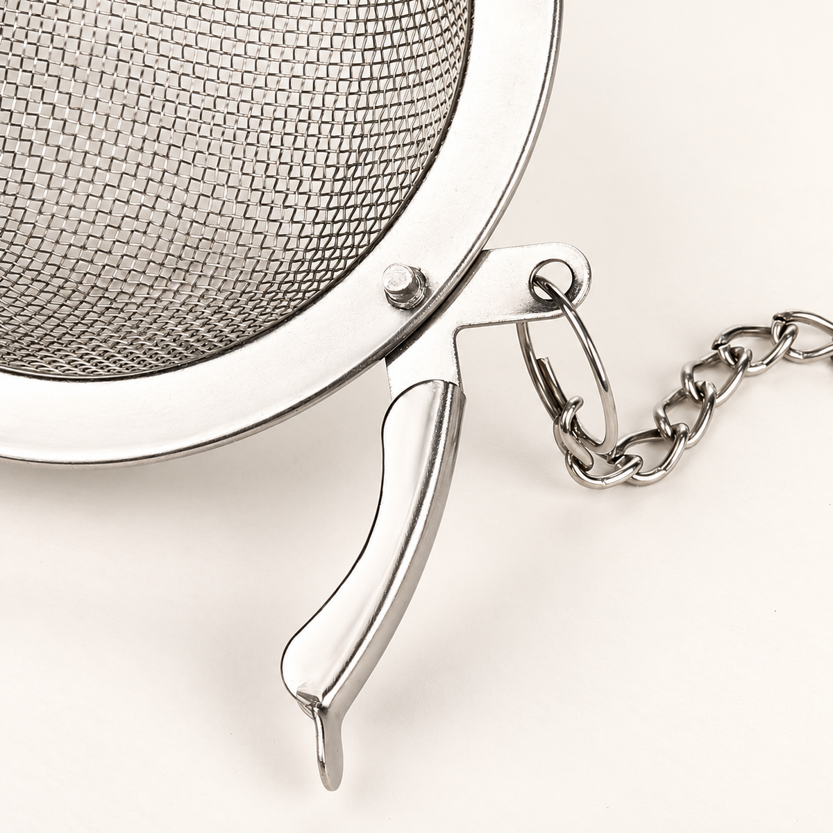 Hinged Silver Mesh Tea Infuser with Chain — image 3