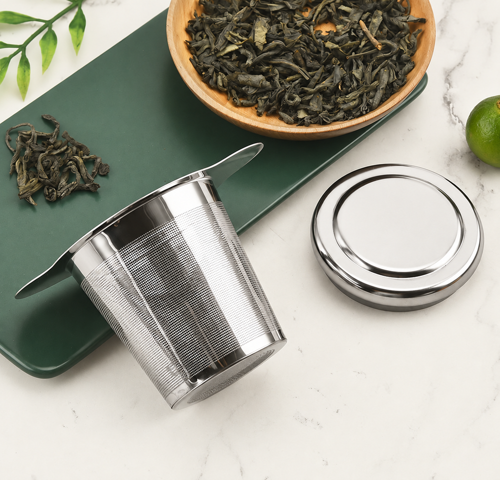 Silver Basket Tea Infuser with Lid - source image 2