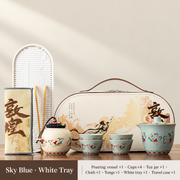 Sky Blue / White Tray / 4 Cups