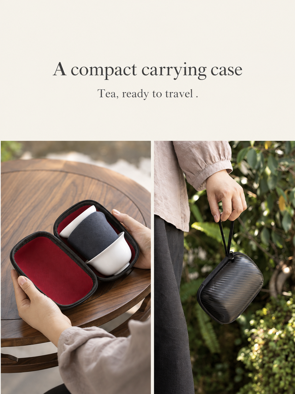 White Porcelain Travel Tea Set — image 2
