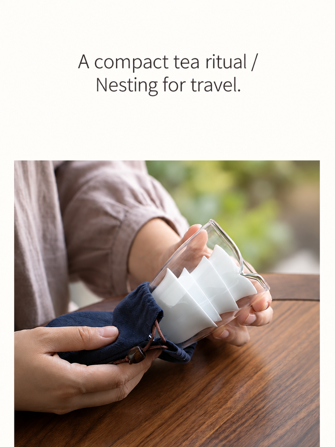 White Porcelain Travel Tea Set — image 4