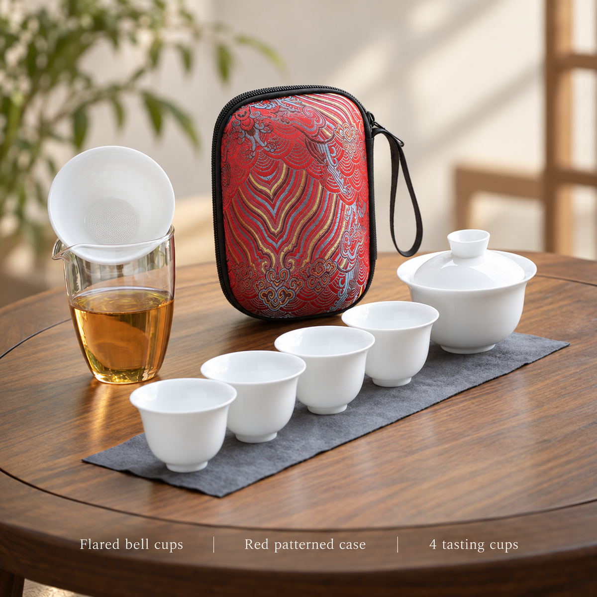 Flared bell cups / Red patterned case