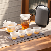 Black Calligraphy · Translucent White · Four Cups · Without Tray
