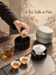 White Ceramic Gaiwan Travel Tea Sets — image 4