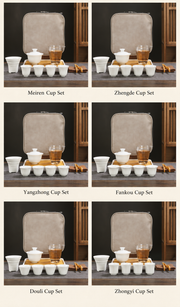 Four cups, distinct shapes