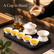 White Ceramic Gaiwan Tea Set · Six Cups — image 3