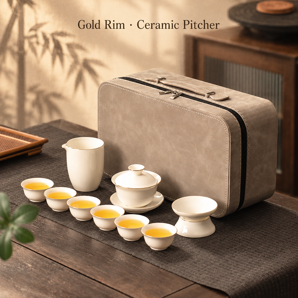 Gold Rim · Ceramic Pitcher