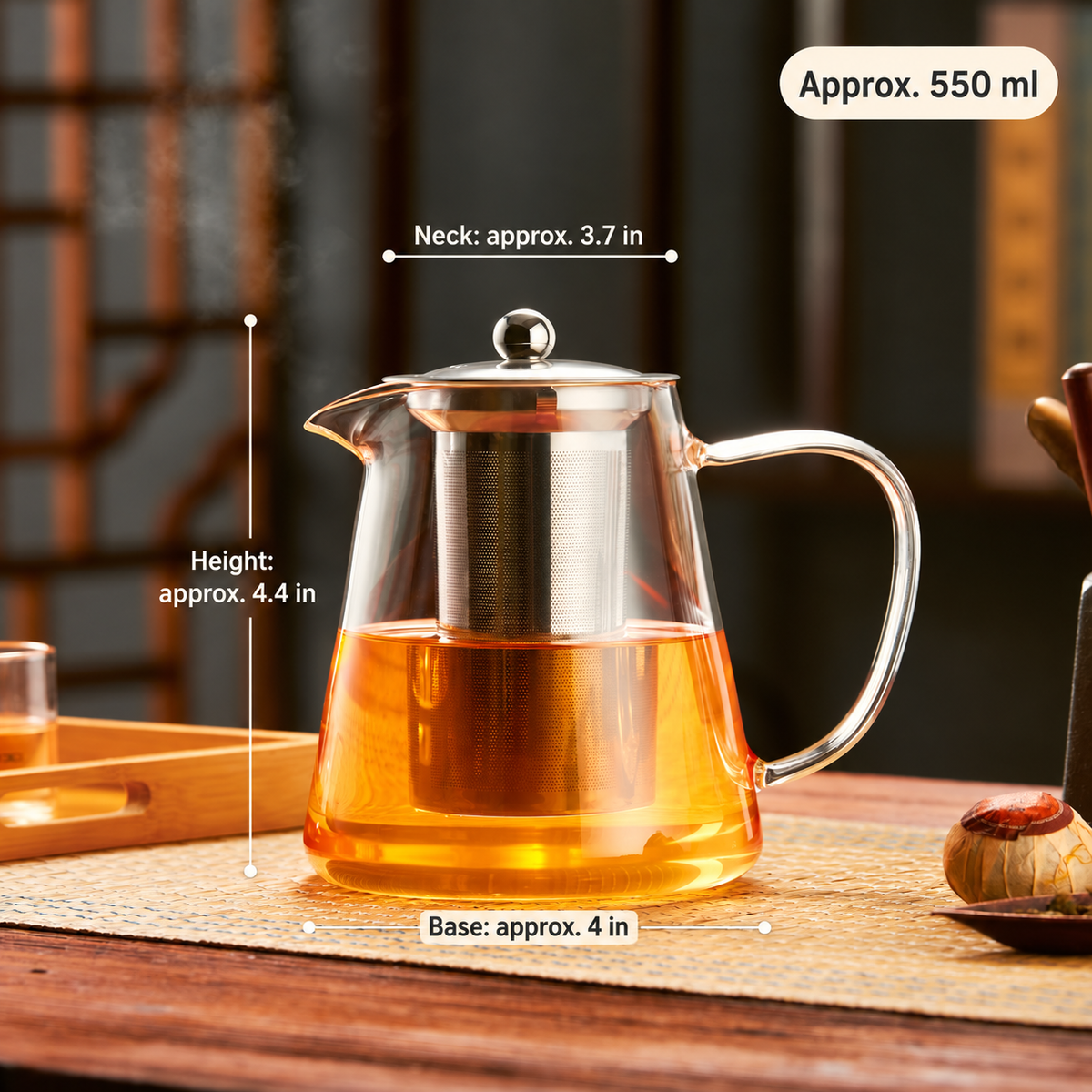 Clear Glass Teapot with Removable Infuser — image 3