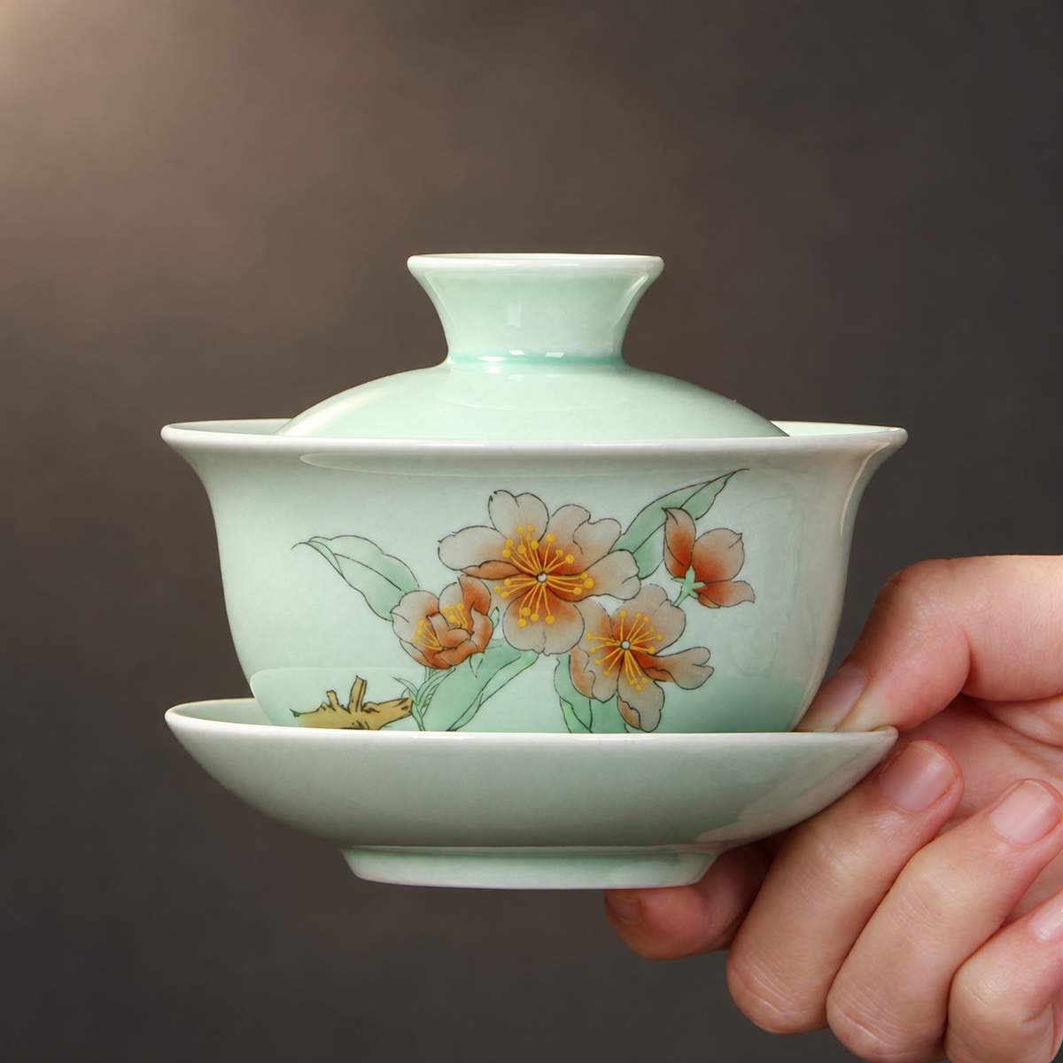 Celadon Gaiwan with Lid and Saucer — image 2