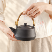 Clay Teapot with Natural Wood Handle — image 1
