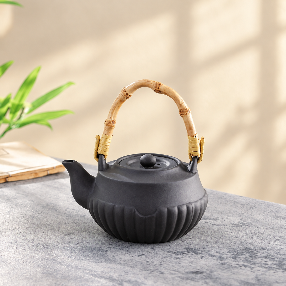 Clay Teapot with Natural Wood Handle — image 5