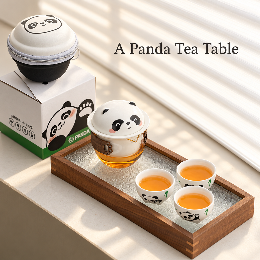 Panda Travel Tea Set with Three Cups — image 2