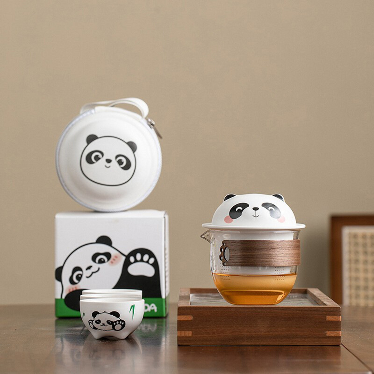 Panda Travel Tea Set with Three Cups — image 4