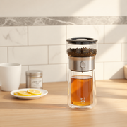 Double-Wall Glass Tea Infuser Cup with Carry Case — image 1
