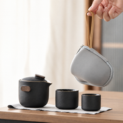 Wood-Accent Ceramic Travel Tea Set — image 3