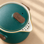 Wood-Accent Ceramic Travel Tea Set — image 5