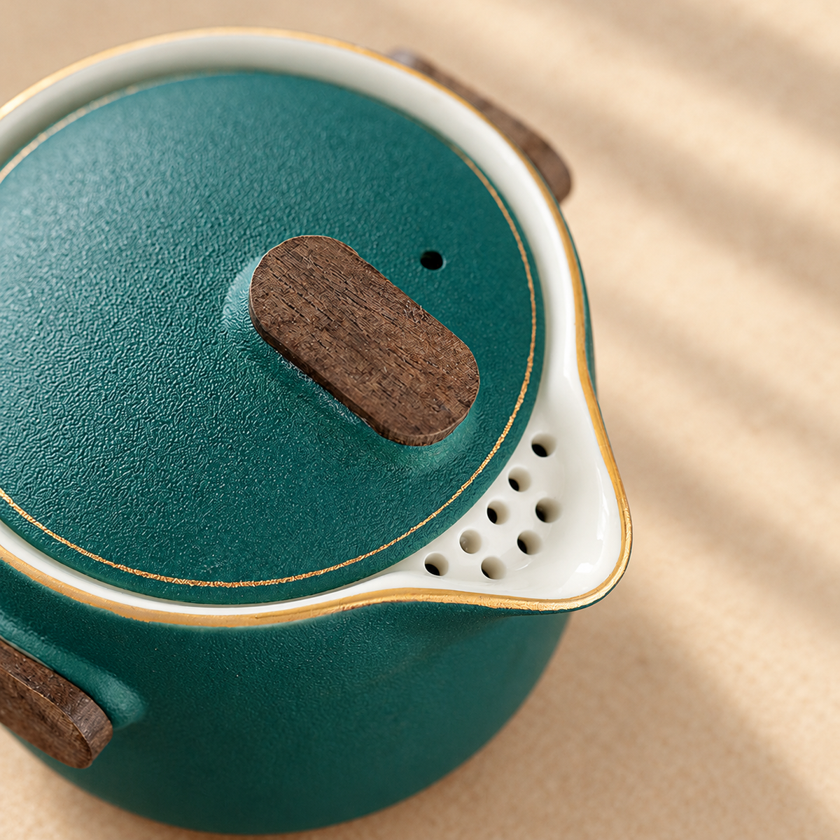 Wood-Accent Ceramic Travel Tea Set — image 5
