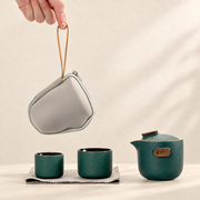 Wood-Accent Ceramic Travel Tea Set — image 6