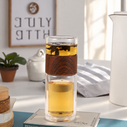 Glass Tea Infuser with Wood-Grain Collar — image 2