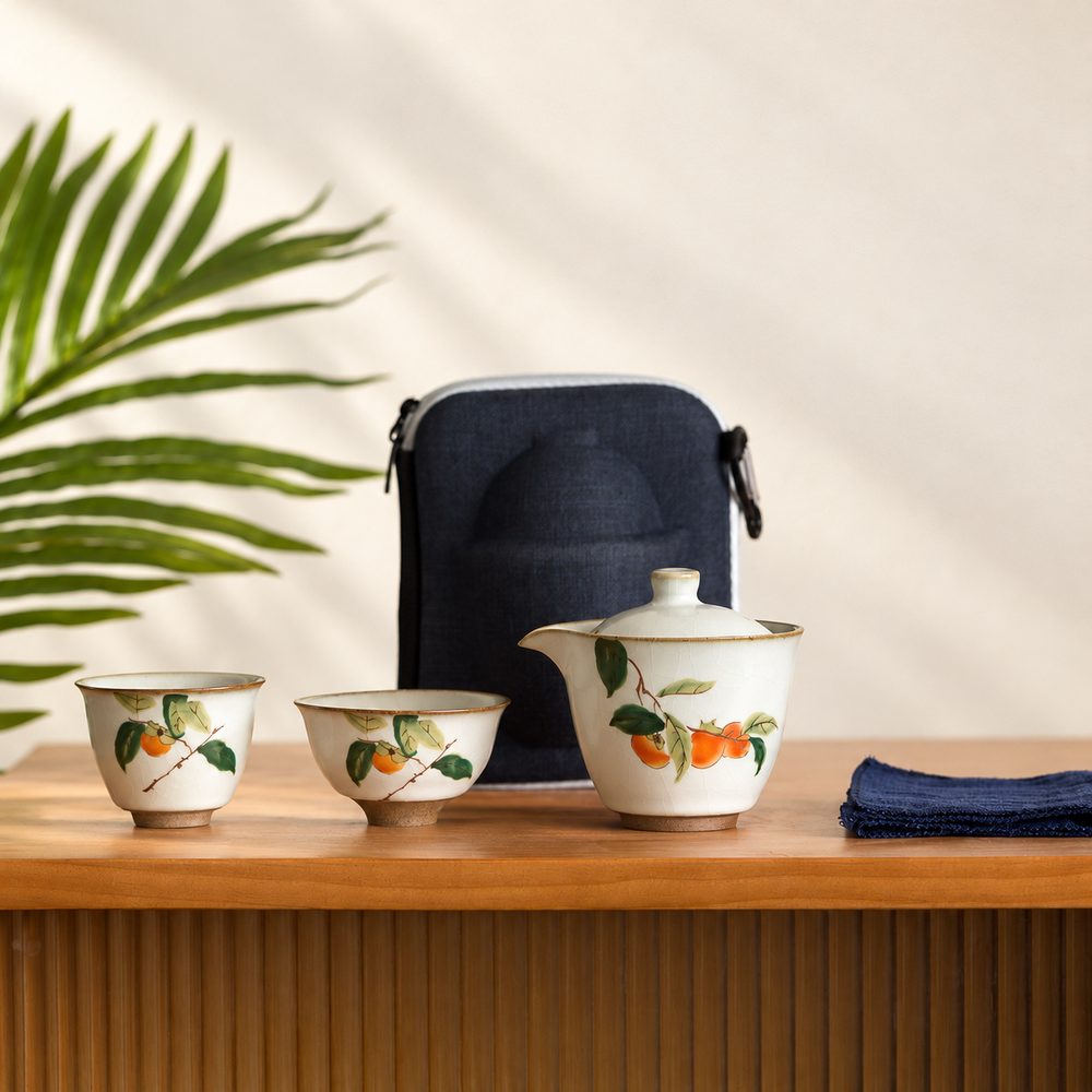 Persimmon Ceramic Travel Tea Set - source image 2
