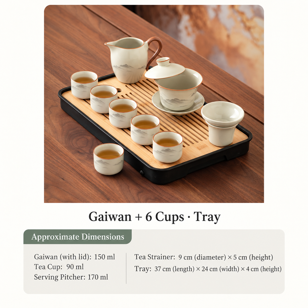 Gaiwan + 6 Cups - Tray