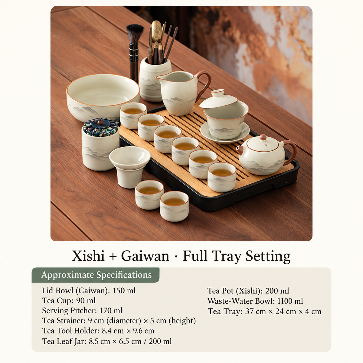 Xishi + Gaiwan - Full Tray Setting