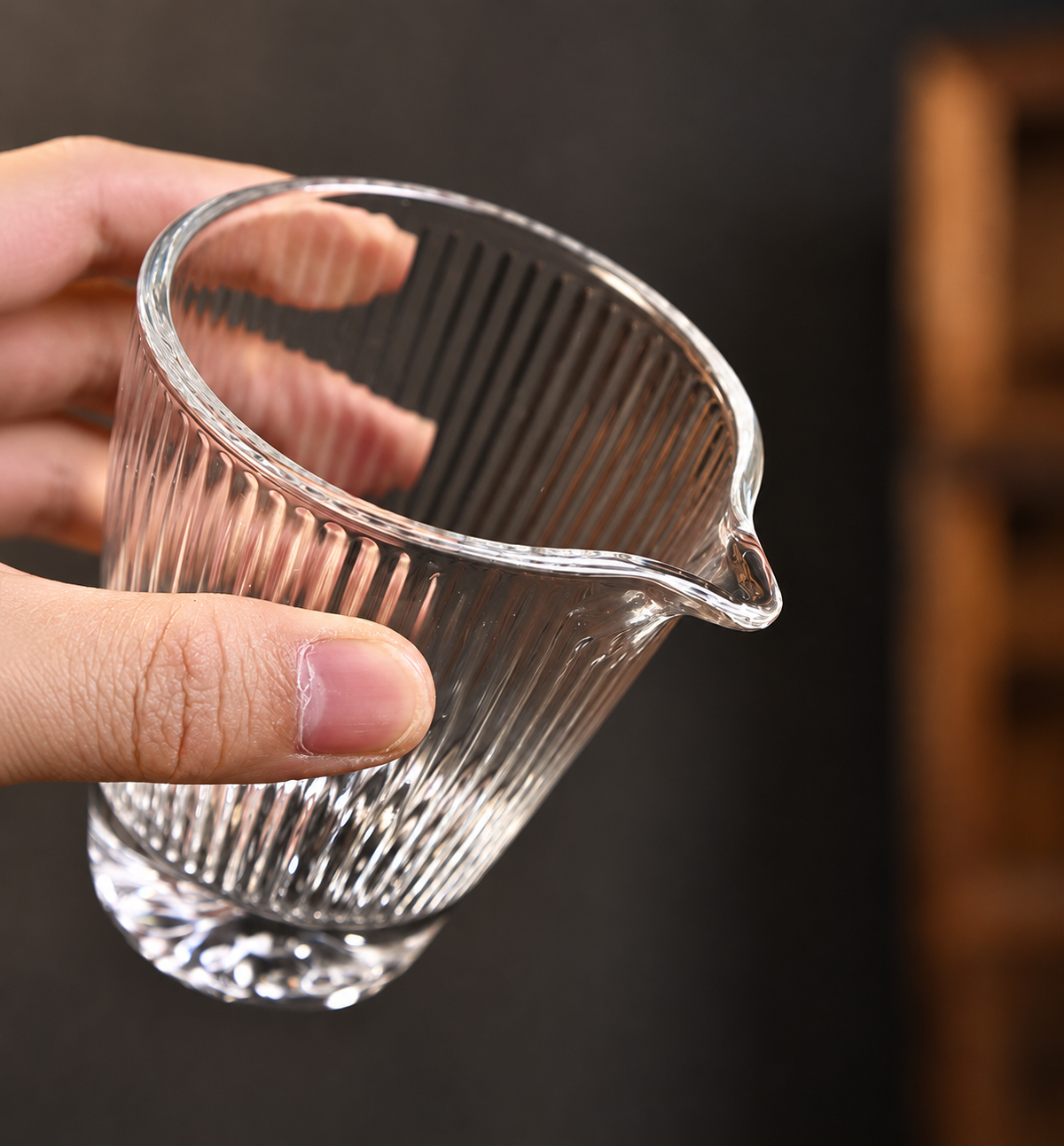 Ribbed Glass Serving Pitcher
