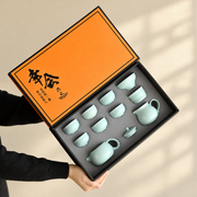 Crackle-Glaze Ceramic Tea Set with Gift Box — image 4