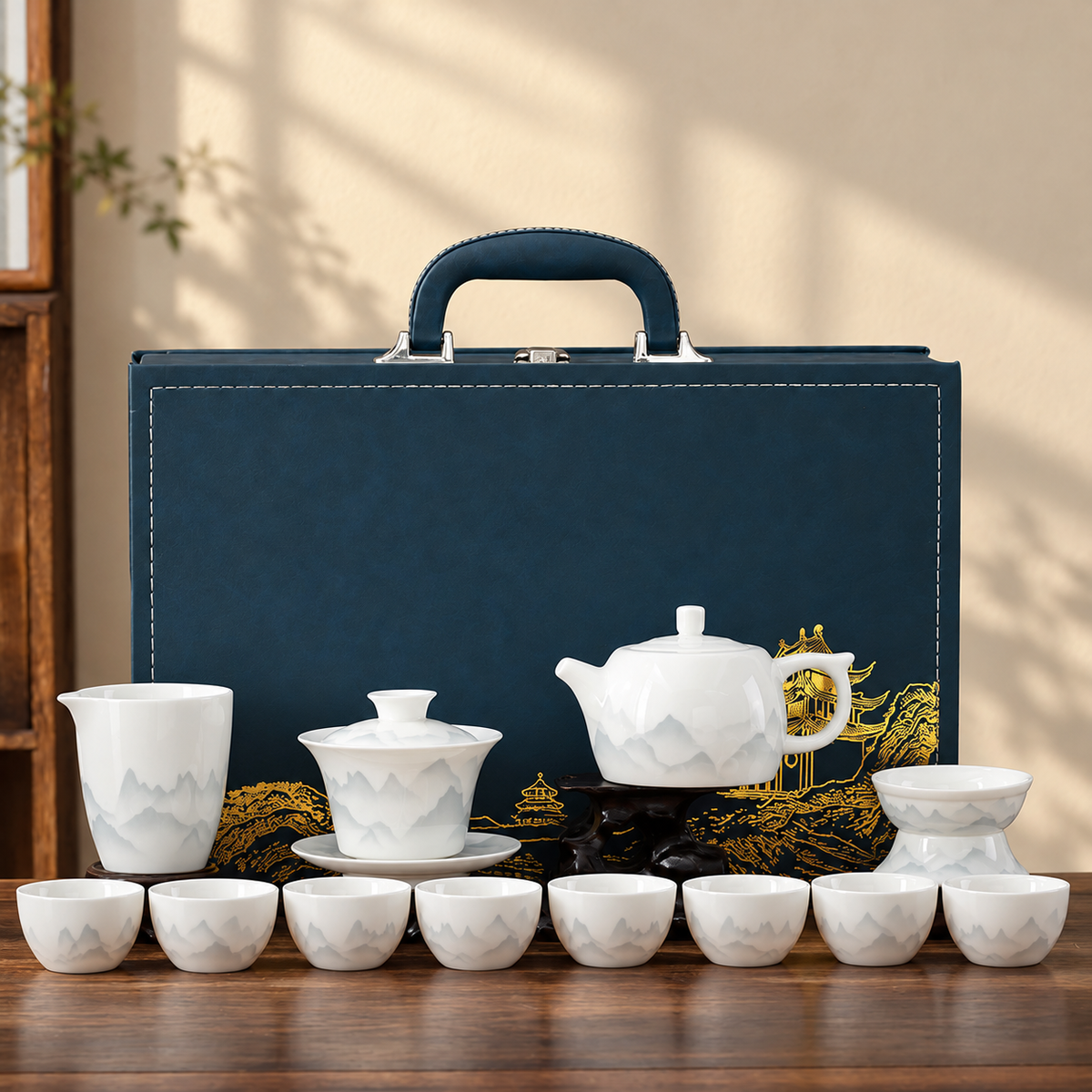 Landscape & Floral Ceramic Gongfu Tea Sets — image 1