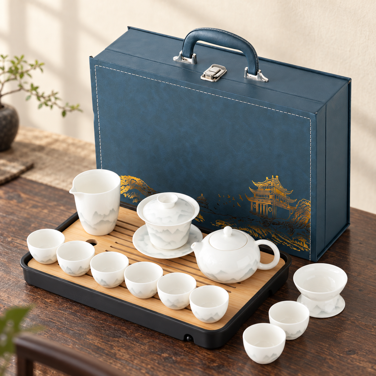 Landscape & Floral Ceramic Gongfu Tea Sets — image 5