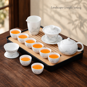 Landscape & Floral Ceramic Gongfu Tea Sets — image 9
