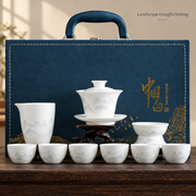Landscape & Floral Ceramic Gongfu Tea Sets — image 22