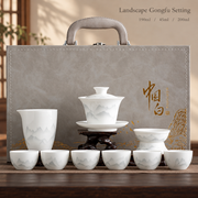 Landscape & Floral Ceramic Gongfu Tea Sets — image 23