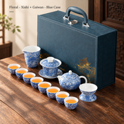 Floral - Xishi + Gaiwan - Blue Case