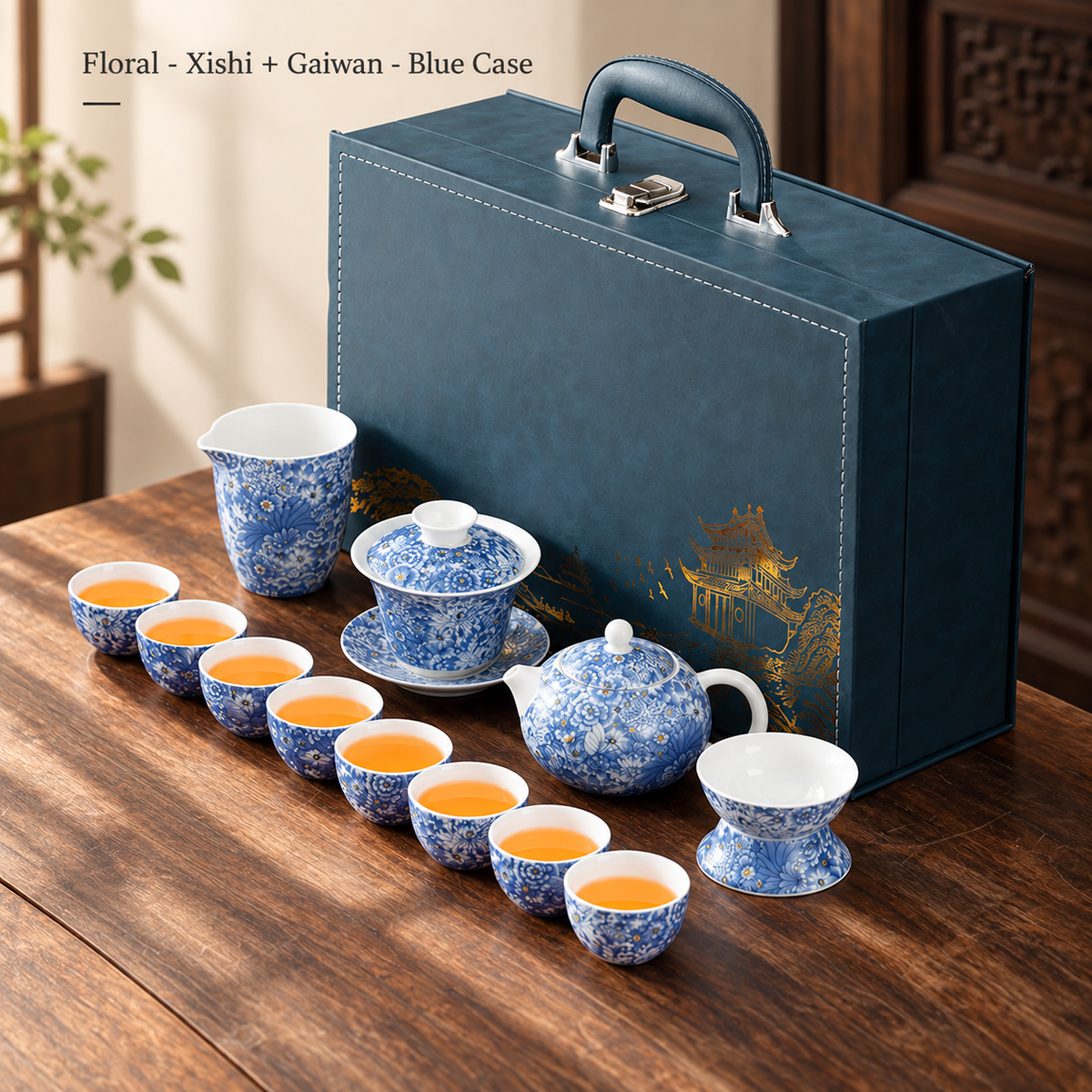 Floral - Xishi + Gaiwan - Blue Case