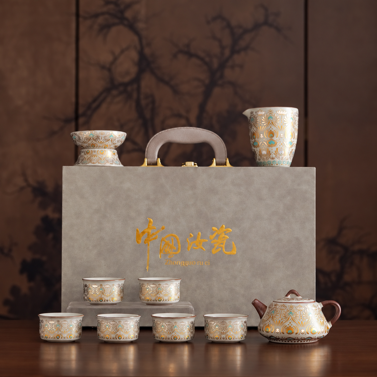 Dunhuang Motif Ceramic Gongfu Tea Set — image 3