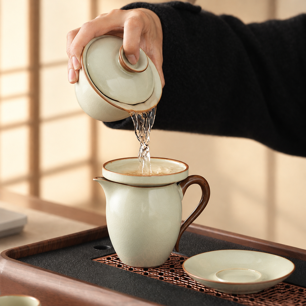 Crackle-Glaze Gongfu Tea Set with Carry Case — image 2