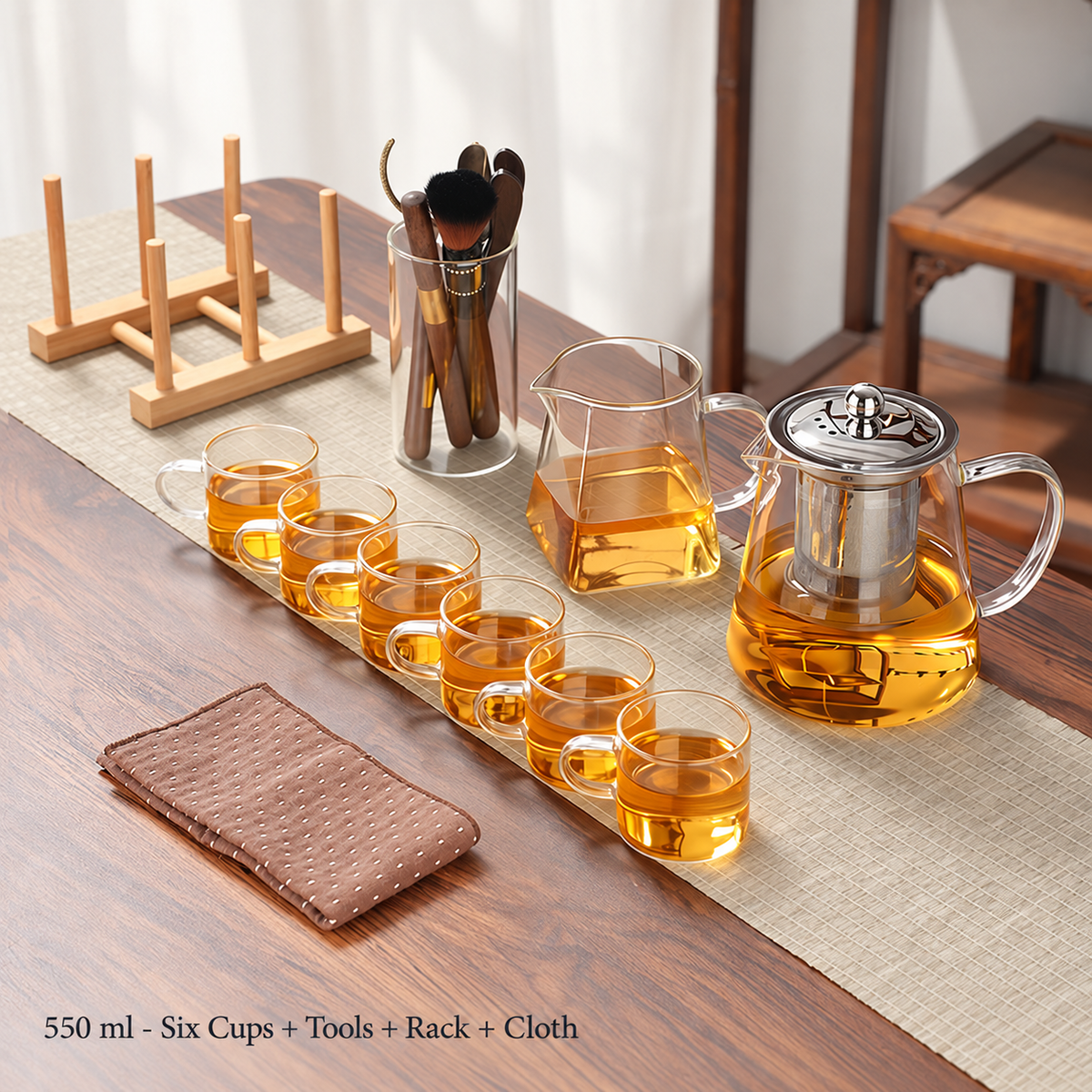 550 ml - Six Cups + Tools + Rack + Cloth