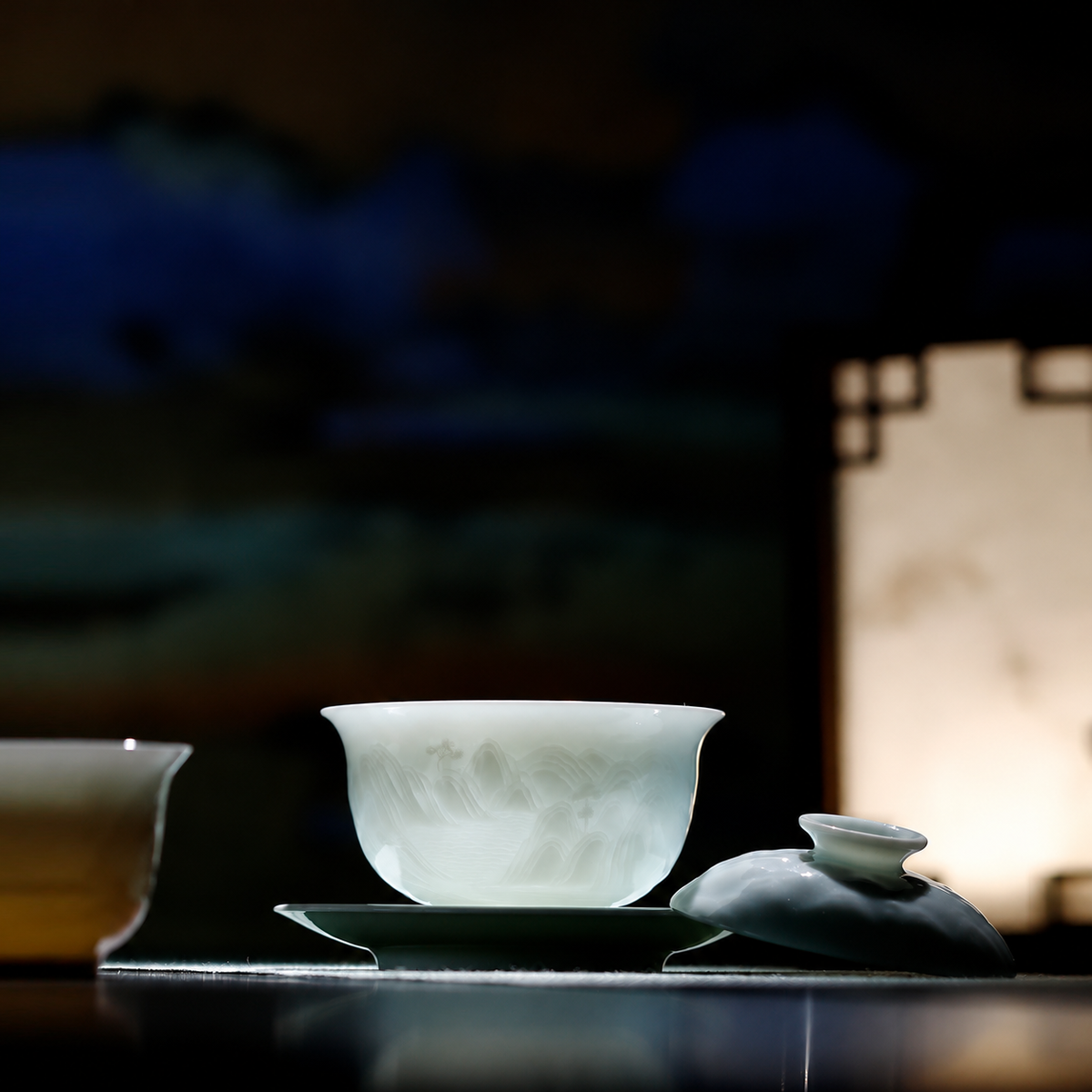 Landscape Relief Porcelain Gongfu Tea Set — image 4
