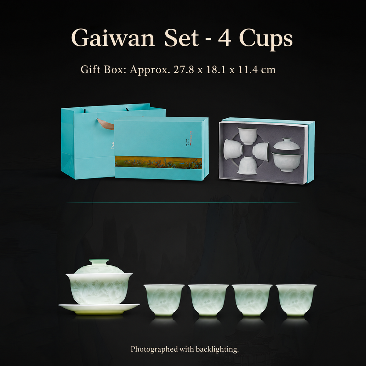 Landscape Relief Porcelain Gongfu Tea Set — image 6
